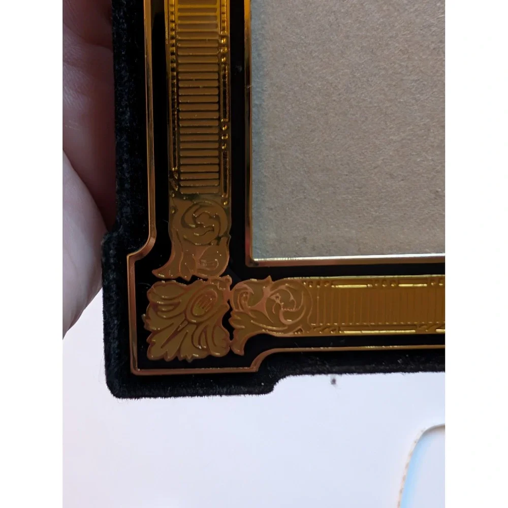 Art Deco VTG Gold & Black Ornate Mini Picture Frame 4.5x6 Neoclassical Regency